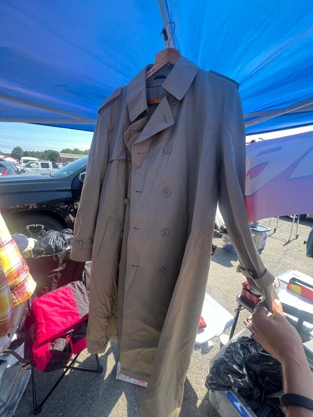 Jefferson Trench Coat Size 42 Regular Tan Double Breasted Lined
